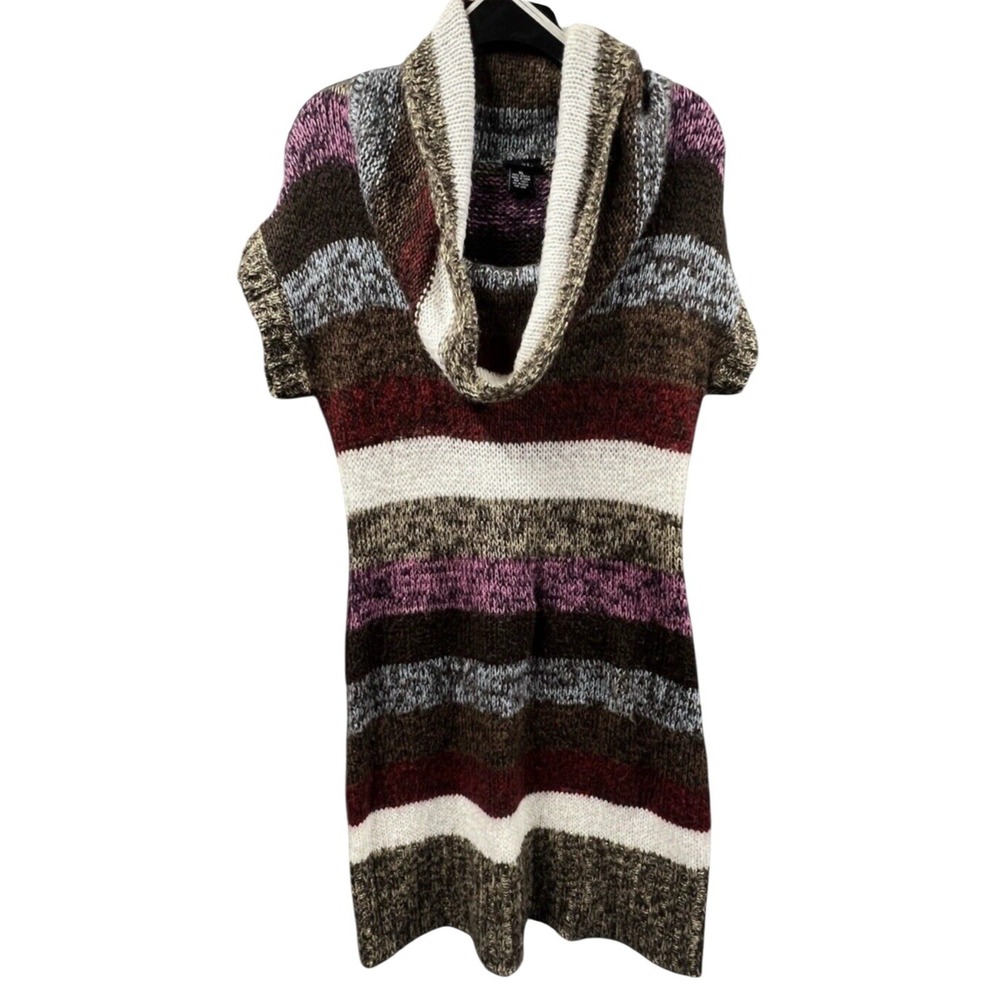 Rue21 Sweater Dress Knit Womens XL  Striped Cowl Neck Short‎ Sleeve Fitted